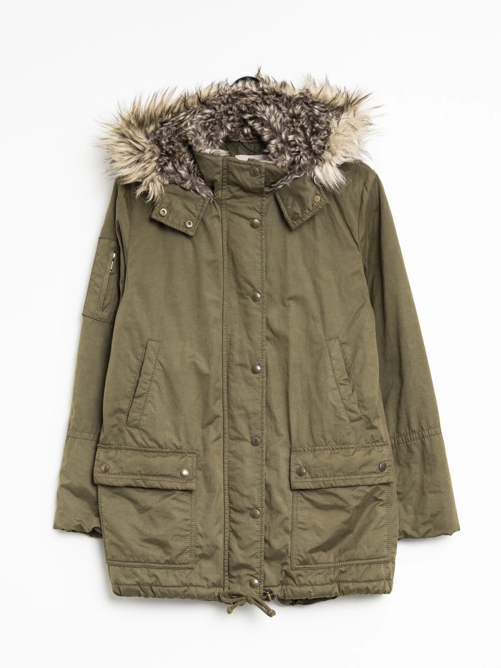 Banana Republic Olive Green Faux Fur Hood Utility Parka
